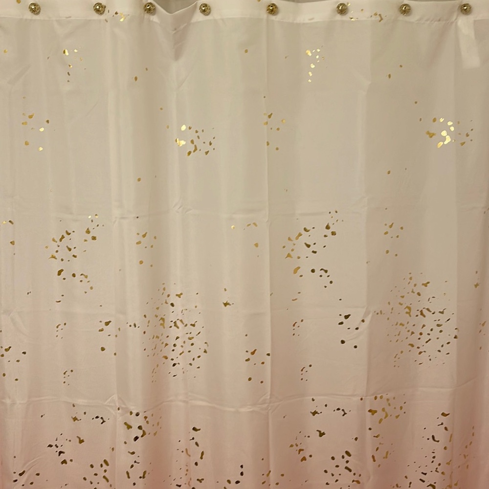SKL HOME Shower Curtain Size 72 x 70 Color Pink White Gold